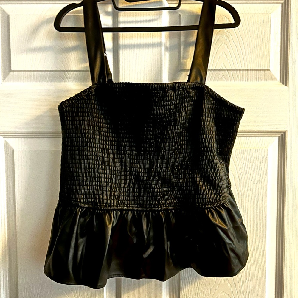 Torrid “leather” peplum crop tank - size 2